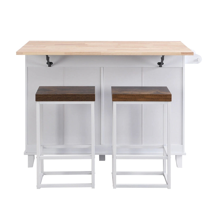3-Piece Farmhouse Dining Set with Drop Leaf & 2 Chairs