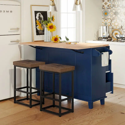 3-Piece Farmhouse Dining Set with Drop Leaf & 2 Chairs