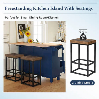 3-Piece Farmhouse Dining Set with Drop Leaf & 2 Chairs