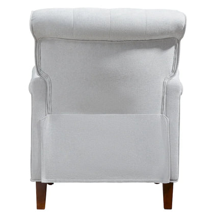 Chenille Fabric Accent Chair with Retro Wooden Legs, High-Density Foam and Spring Cushion, and 300 lbs Weight Capacity