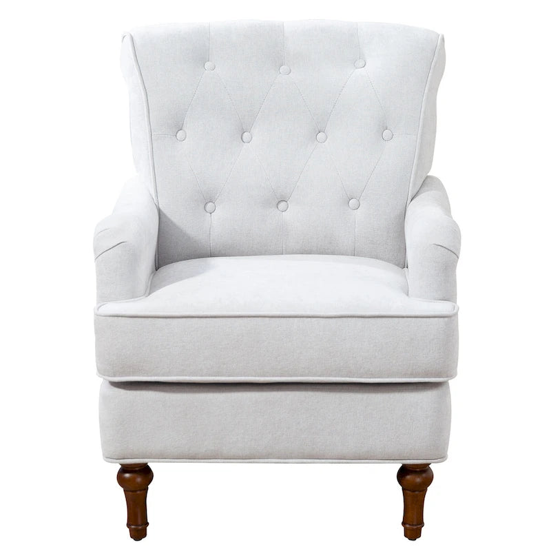 Chenille Fabric Accent Chair with Retro Wooden Legs, High-Density Foam and Spring Cushion, and 300 lbs Weight Capacity