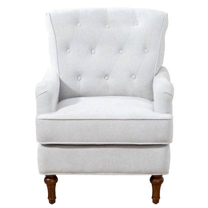 Chenille Fabric Accent Chair with Retro Wooden Legs, High-Density Foam and Spring Cushion, and 300 lbs Weight Capacity
