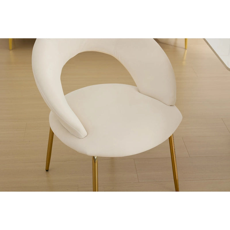 Velvet Dining Accent Chairs with Curved Backrest and Gold Metal Legs - 250lb Capacity