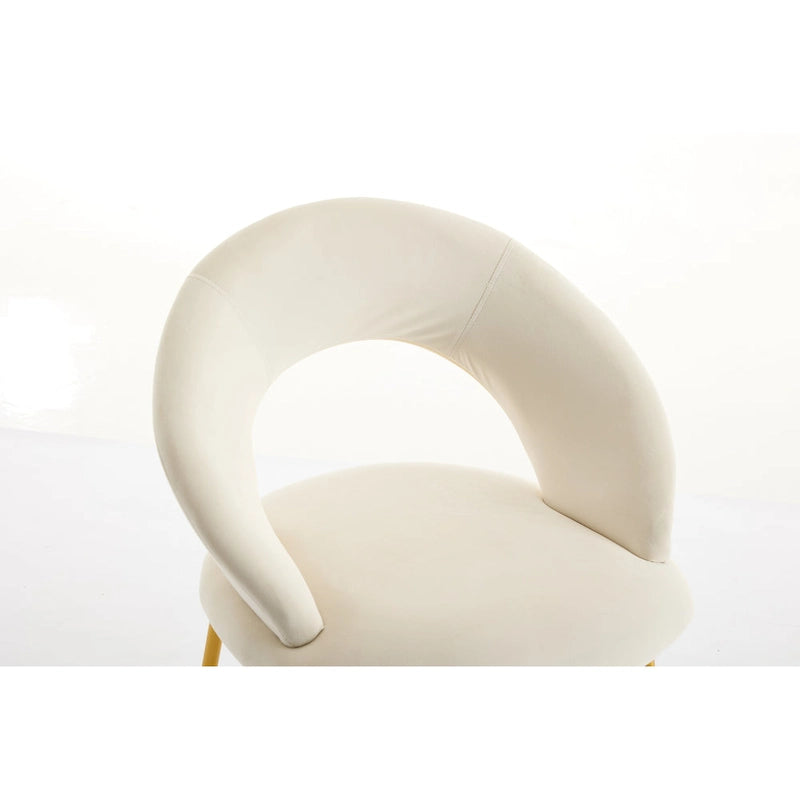 Velvet Dining Accent Chairs with Curved Backrest and Gold Metal Legs - 250lb Capacity