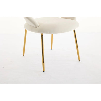 Velvet Dining Accent Chairs with Curved Backrest and Gold Metal Legs - 250lb Capacity