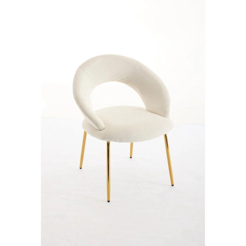 Velvet Dining Accent Chairs with Curved Backrest and Gold Metal Legs - 250lb Capacity