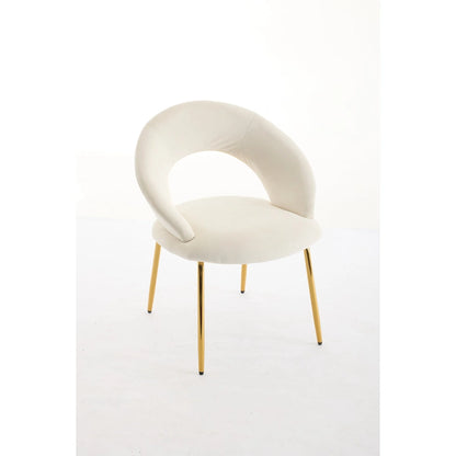 Velvet Dining Accent Chairs with Curved Backrest and Gold Metal Legs - 250lb Capacity