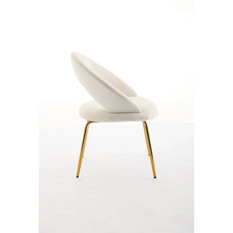 Velvet Dining Accent Chairs with Curved Backrest and Gold Metal Legs - 250lb Capacity