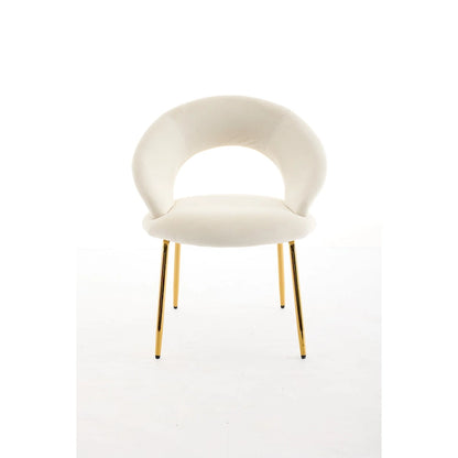 Velvet Dining Accent Chairs with Curved Backrest and Gold Metal Legs - 250lb Capacity