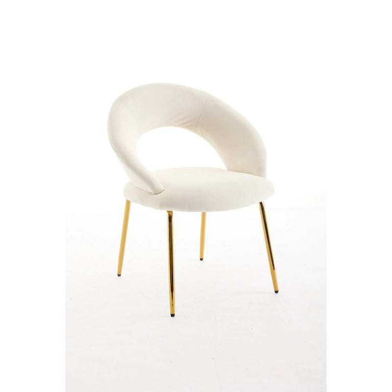 Velvet Dining Accent Chairs with Curved Backrest and Gold Metal Legs - 250lb Capacity