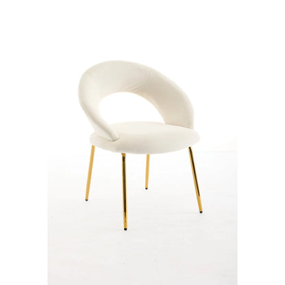 Velvet Dining Accent Chairs with Curved Backrest and Gold Metal Legs - 250lb Capacity