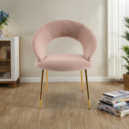 Velvet Dining Accent Chairs with Curved Backrest and Gold Metal Legs - 250lb Capacity