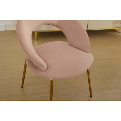 Velvet Dining Accent Chairs with Curved Backrest and Gold Metal Legs - 250lb Capacity