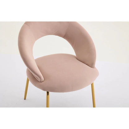 Velvet Dining Accent Chairs with Curved Backrest and Gold Metal Legs - 250lb Capacity