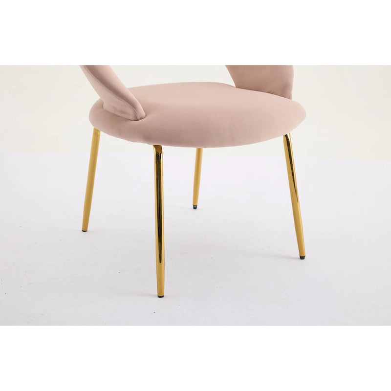 Velvet Dining Accent Chairs with Curved Backrest and Gold Metal Legs - 250lb Capacity