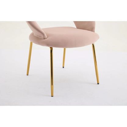Velvet Dining Accent Chairs with Curved Backrest and Gold Metal Legs - 250lb Capacity