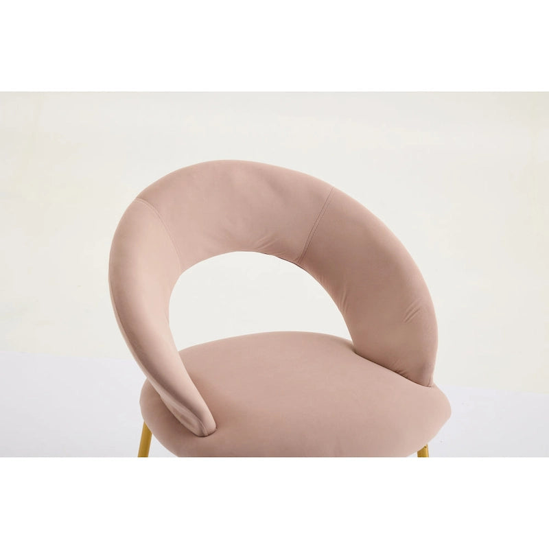Velvet Dining Accent Chairs with Curved Backrest and Gold Metal Legs - 250lb Capacity