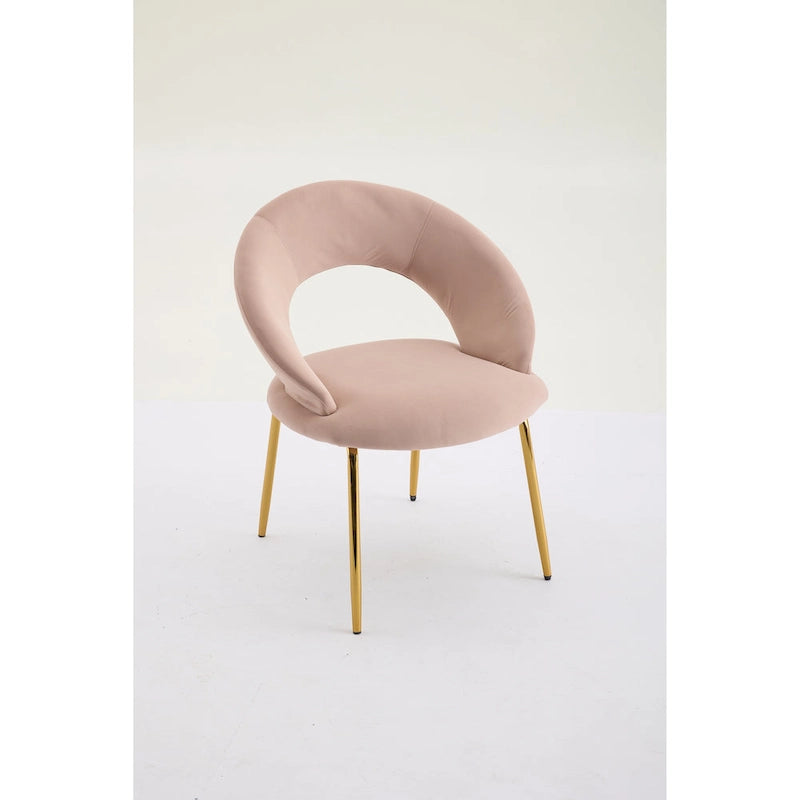 Velvet Dining Accent Chairs with Curved Backrest and Gold Metal Legs - 250lb Capacity