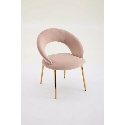 Velvet Dining Accent Chairs with Curved Backrest and Gold Metal Legs - 250lb Capacity