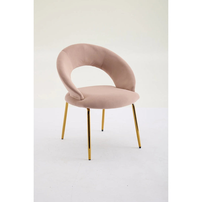 Velvet Dining Accent Chairs with Curved Backrest and Gold Metal Legs - 250lb Capacity