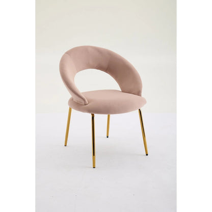 Velvet Dining Accent Chairs with Curved Backrest and Gold Metal Legs - 250lb Capacity