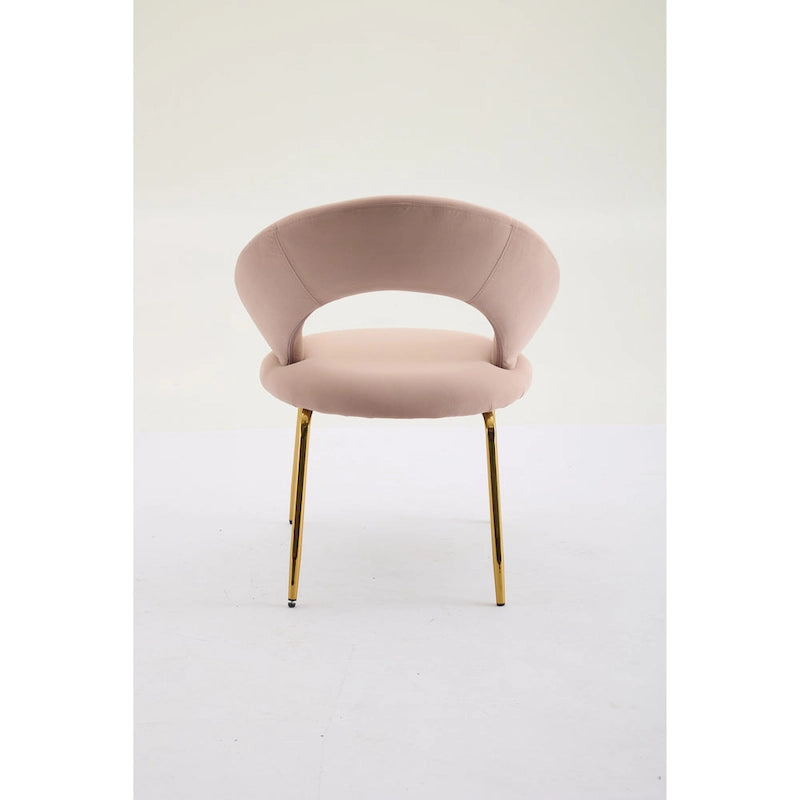 Velvet Dining Accent Chairs with Curved Backrest and Gold Metal Legs - 250lb Capacity