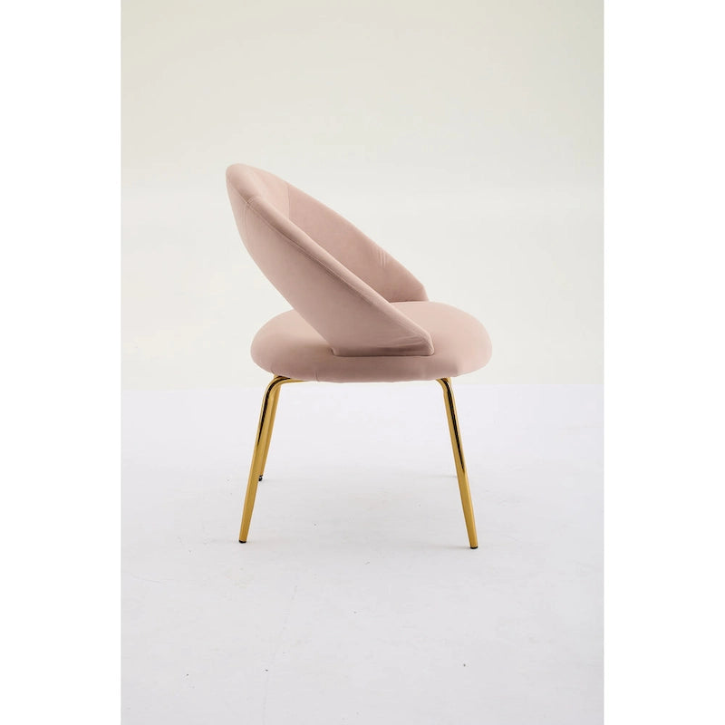 Velvet Dining Accent Chairs with Curved Backrest and Gold Metal Legs - 250lb Capacity