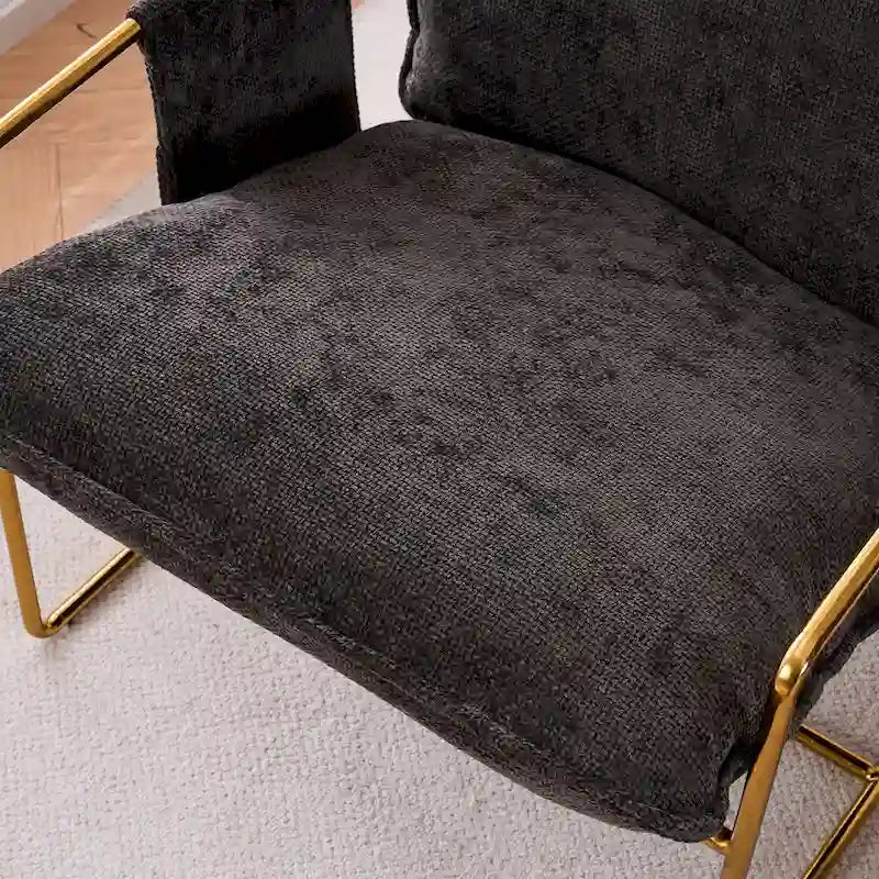 Velvet Arm Chair with Gold Metal Frame - Set of 2