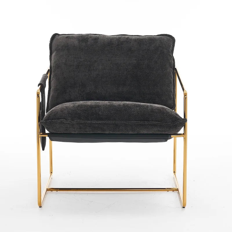 Velvet Arm Chair with Gold Metal Frame - Set of 2