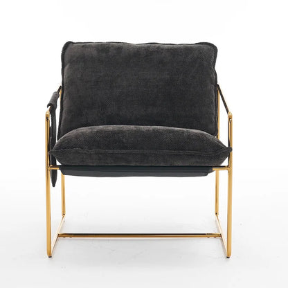 Velvet Arm Chair with Gold Metal Frame - Set of 2