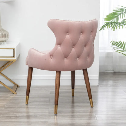 Pink Modern 23  Polyester Upholstered Accent Chair with Solid Rubberwood Legs and Nailheads