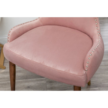 Pink Modern 23  Polyester Upholstered Accent Chair with Solid Rubberwood Legs and Nailheads