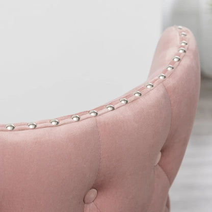 Pink Modern 23  Polyester Upholstered Accent Chair with Solid Rubberwood Legs and Nailheads