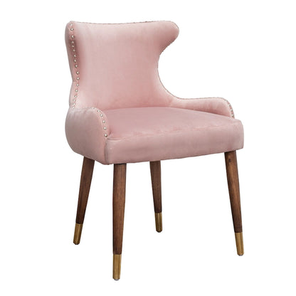 Pink Modern 23  Polyester Upholstered Accent Chair with Solid Rubberwood Legs and Nailheads
