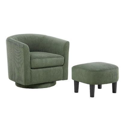 Green 26.38  Swivel Arm Chair with Ottoman