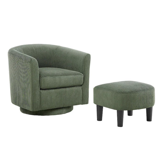 Green 26.38  Swivel Arm Chair with Ottoman
