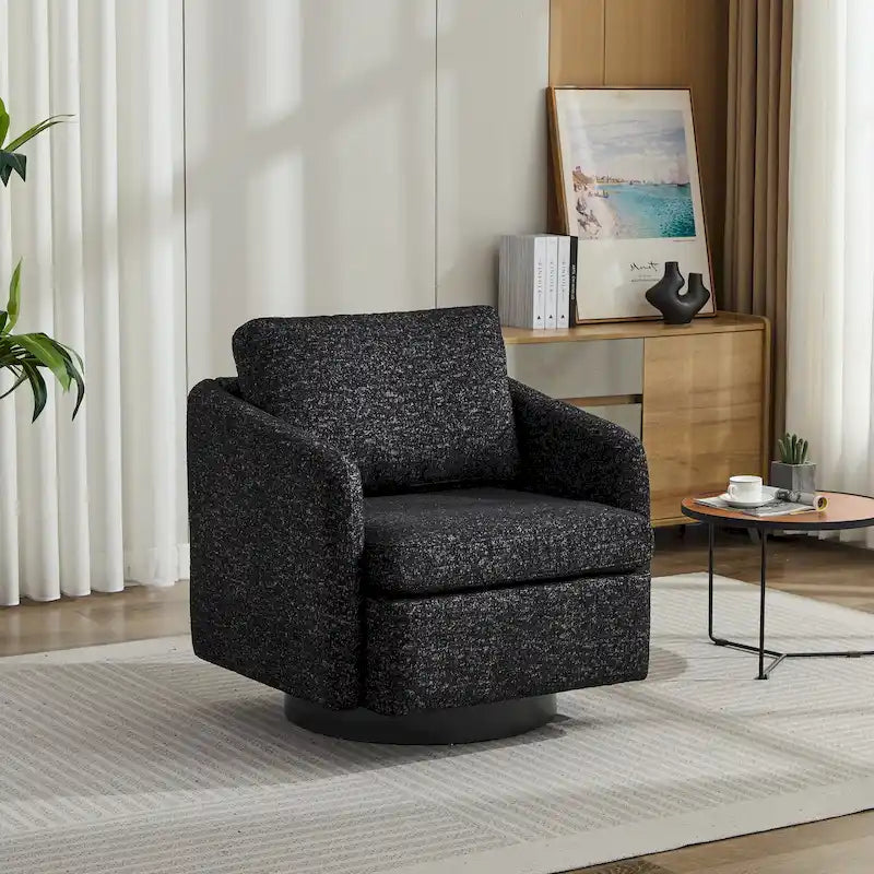 Black+ Gray 31.5  Chenille Swivel Accent Chair