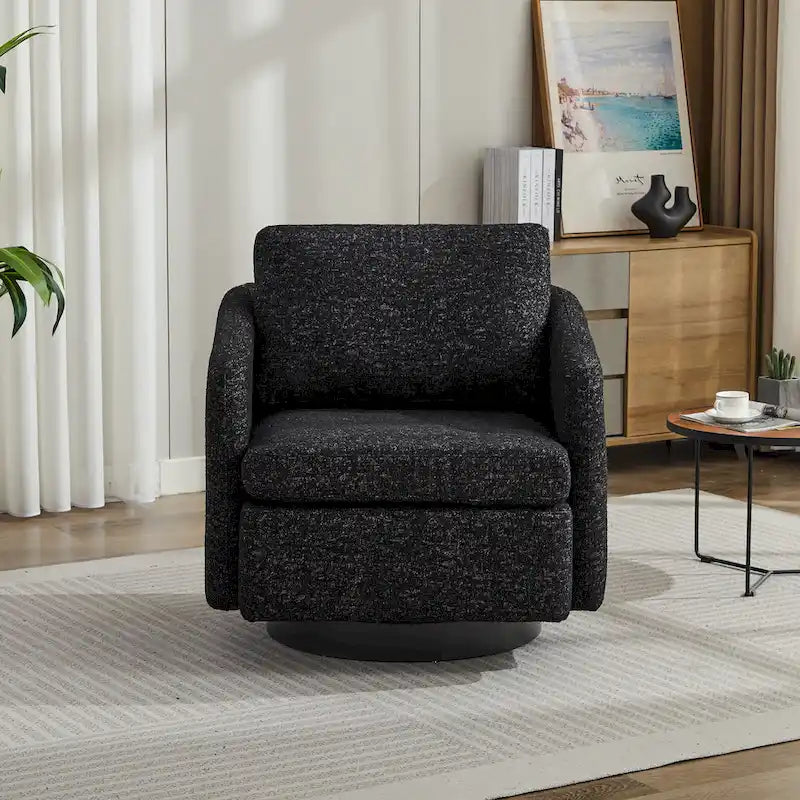 Black+ Gray 31.5  Chenille Swivel Accent Chair