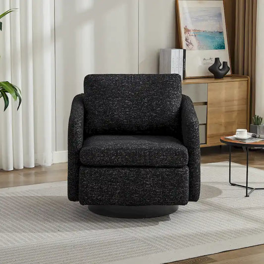 Black+ Gray 31.5  Chenille Swivel Accent Chair