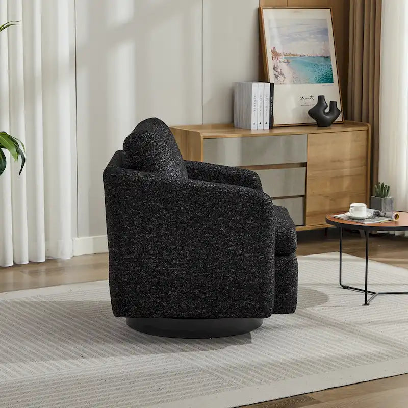 Black+ Gray 31.5  Chenille Swivel Accent Chair