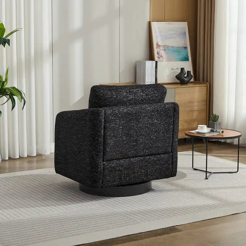 Black+ Gray 31.5  Chenille Swivel Accent Chair