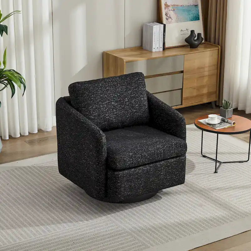 Black+ Gray 31.5  Chenille Swivel Accent Chair