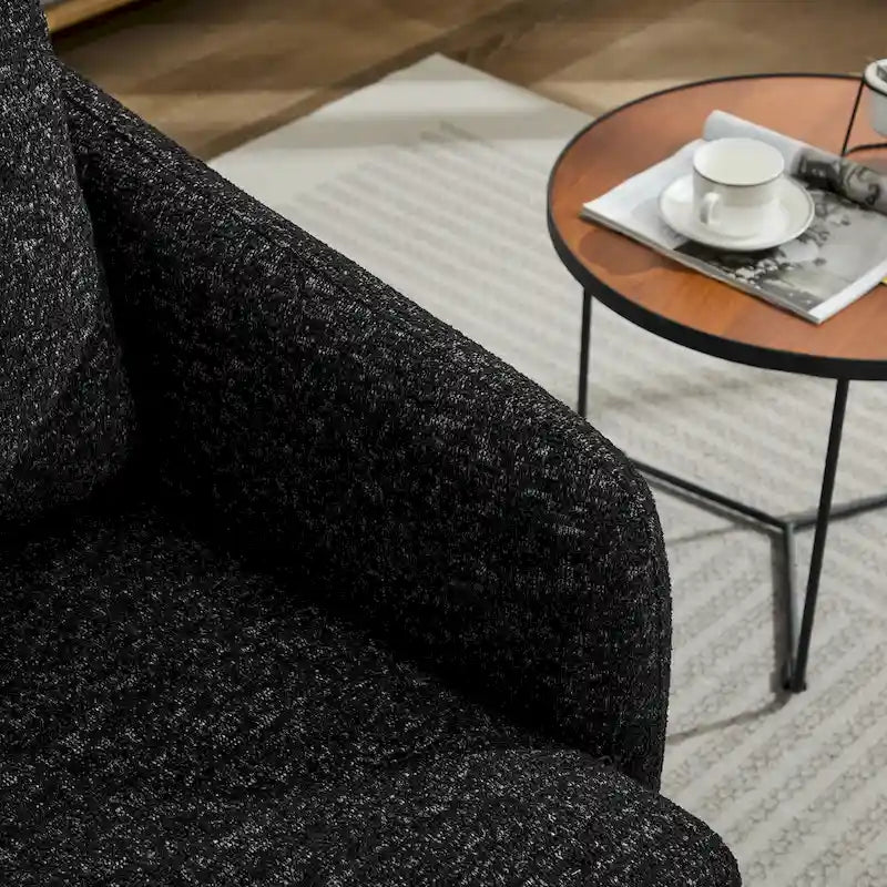 Black+ Gray 31.5  Chenille Swivel Accent Chair