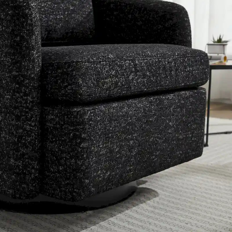 Black+ Gray 31.5  Chenille Swivel Accent Chair