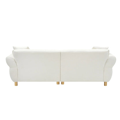 Teddy Fabric 3-Seater Sofa with Pillows - Green/Yellow/Beige