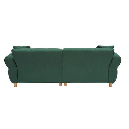 Teddy Fabric 3-Seater Sofa with Pillows - Green/Yellow/Beige
