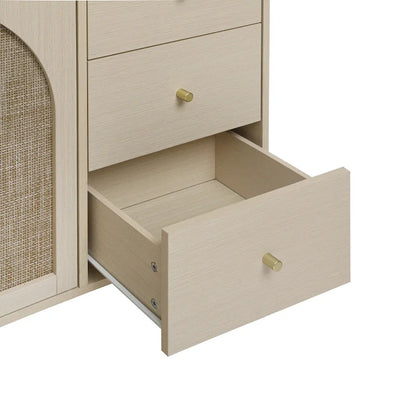 Modern 2-Door Storage Cabinet with 3 Drawers and Adjustable Shelves for Bedroom, Living Room, Study