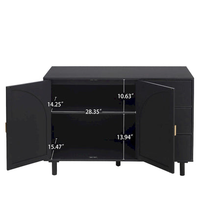 Modern 2-Door Storage Cabinet with 3 Drawers and Adjustable Shelves for Bedroom, Living Room, Study