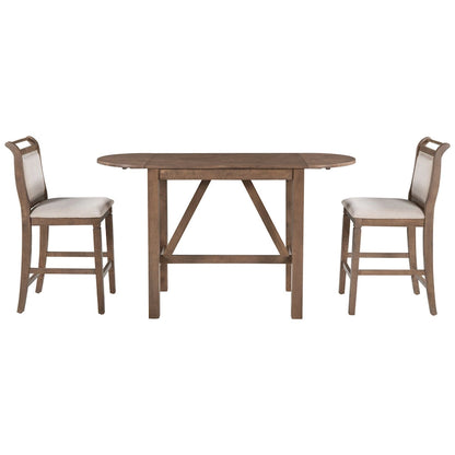 White Drop Leaf Dining Set for 2 with Gray Cushioned Chairs