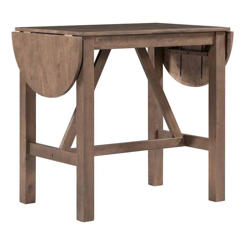 White Drop Leaf Dining Set for 2 with Gray Cushioned Chairs
